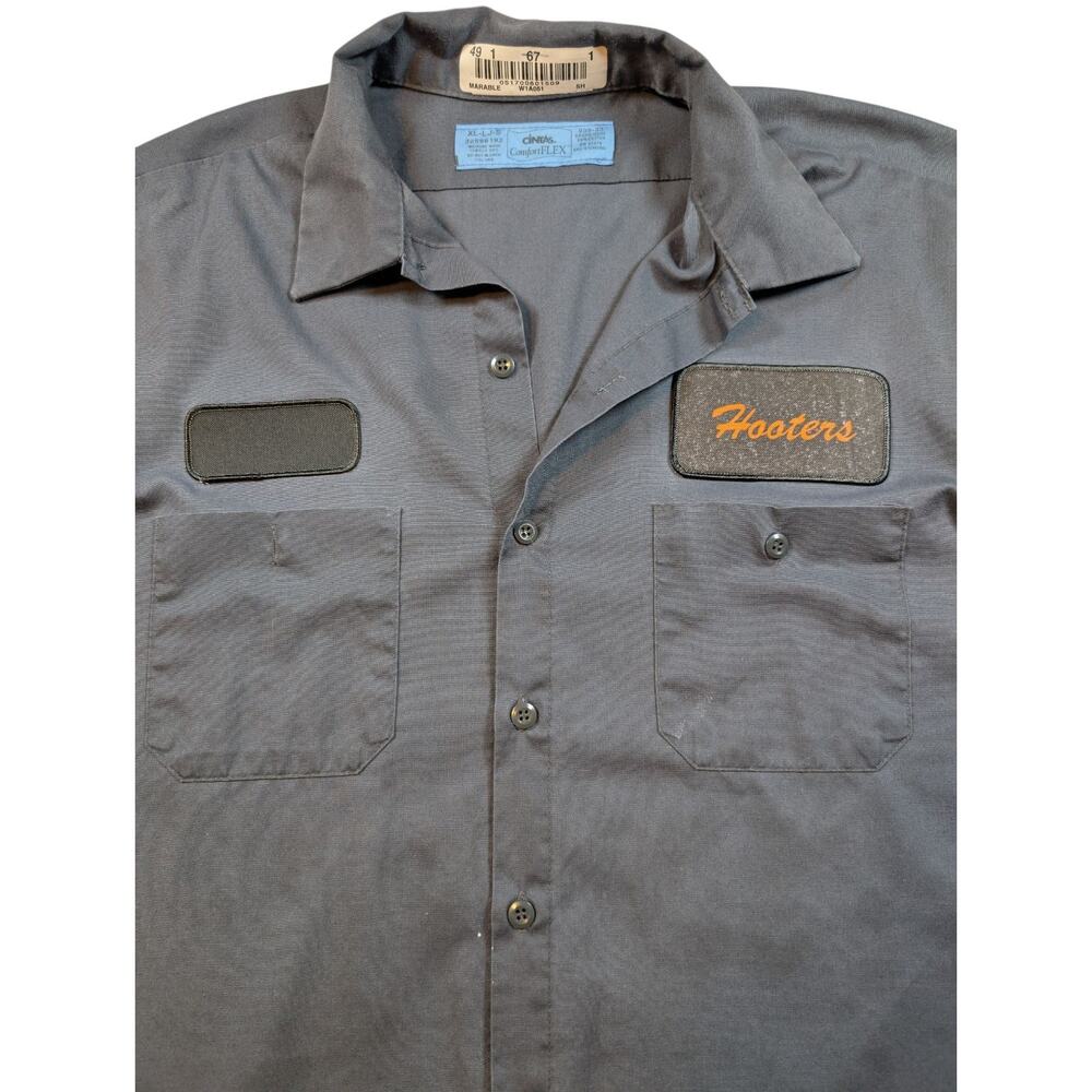 Hooters Cintas Mens Button Up Work Shirt XL Grunge Streetwear Y2K Distressed